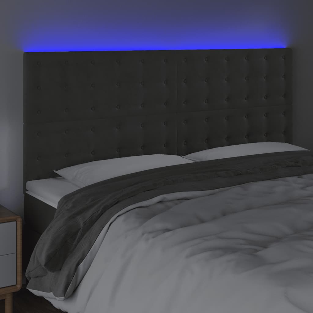 Tête de lit à LED Gris foncé 200x5x118/128 cm Velours - XIOS