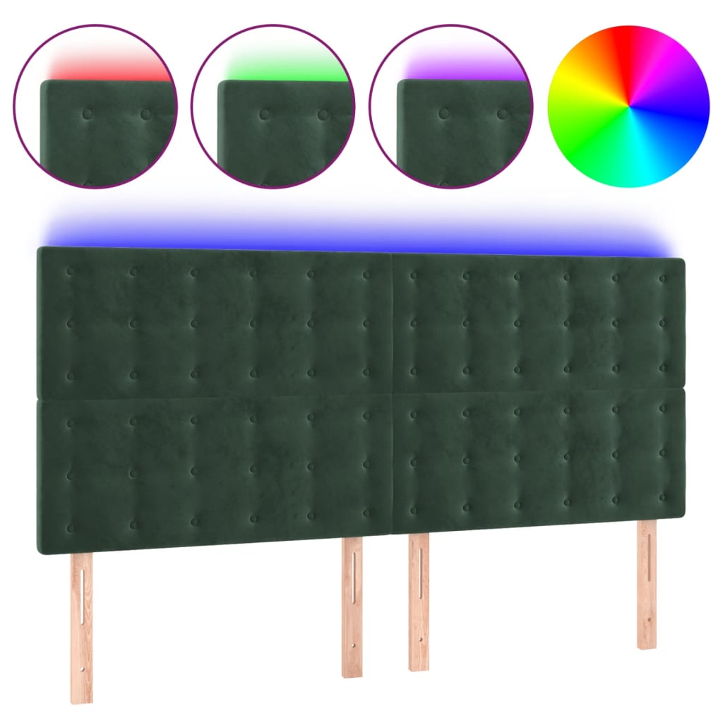 Tête de lit à LED Vert foncé 200x5x118/128 cm Velours - XIOS