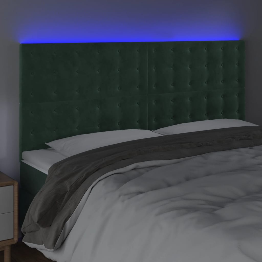 Tête de lit à LED Vert foncé 200x5x118/128 cm Velours - XIOS