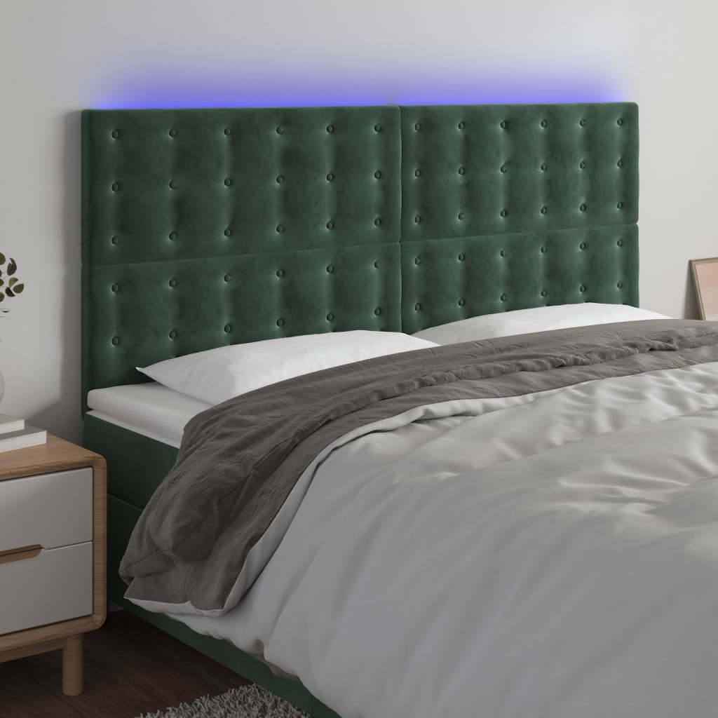 Tête de lit à LED Vert foncé 200x5x118/128 cm Velours - XIOS