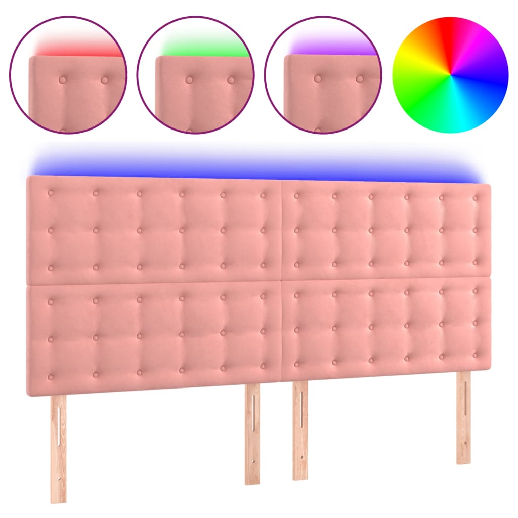 Tête de lit à LED Rose 200x5x118/128 cm Velours - XIOS