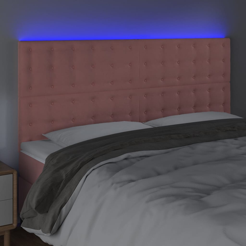 Tête de lit à LED Rose 200x5x118/128 cm Velours - XIOS