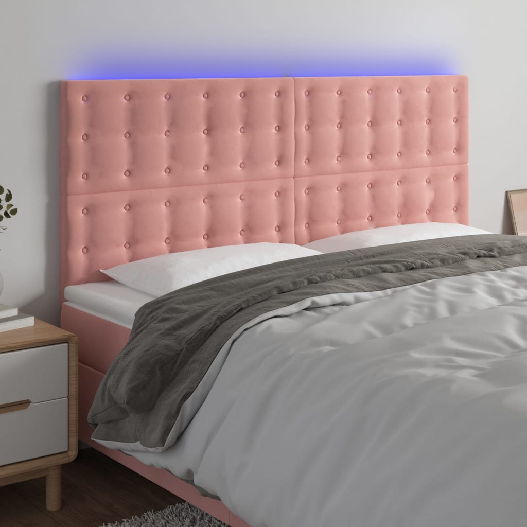Tête de lit à LED Rose 200x5x118/128 cm Velours - XIOS