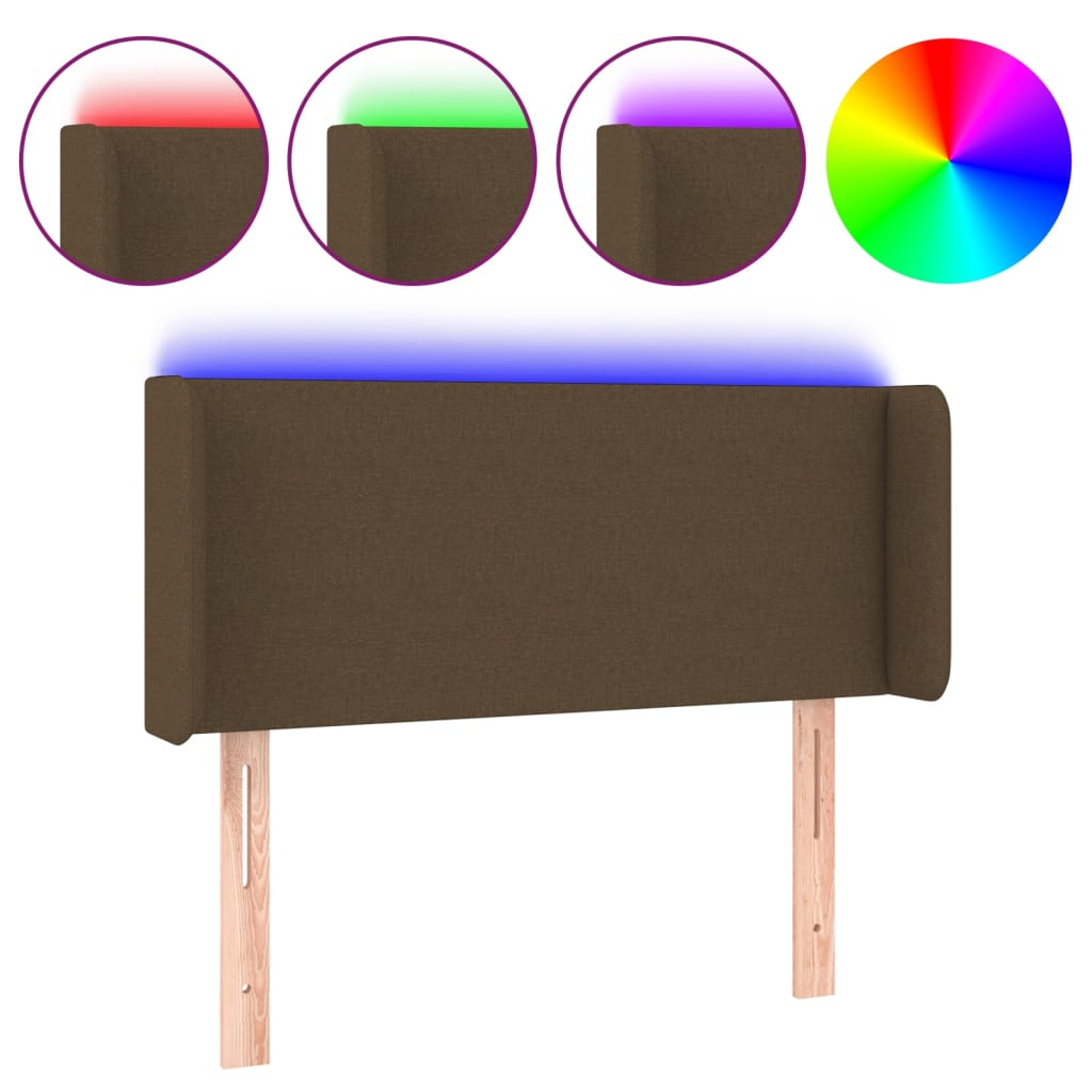 Tête de lit à LED Marron foncé 93x16x78/88 cm Tissu - XIOS