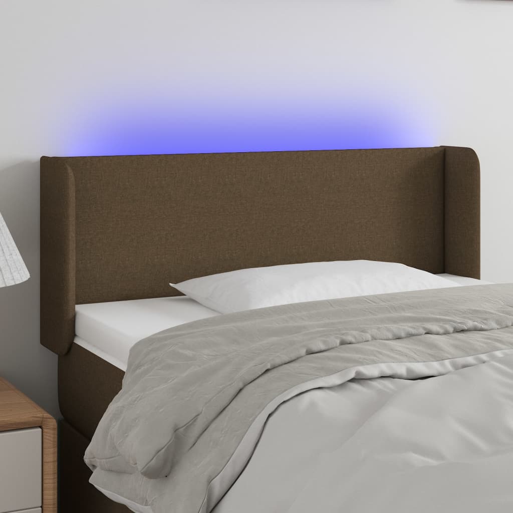 Tête de lit à LED Marron foncé 93x16x78/88 cm Tissu - XIOS