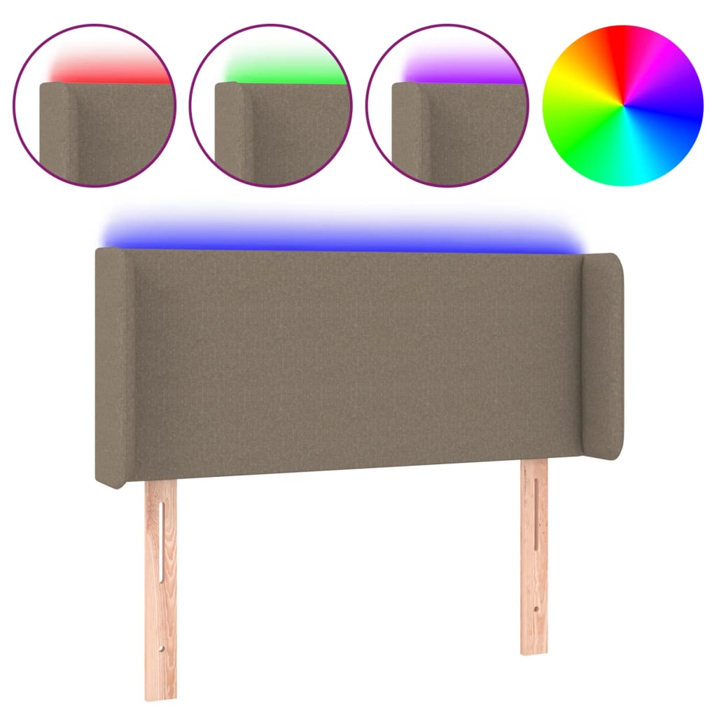Tête de lit à LED Taupe 93x16x78/88 cm Tissu - XIOS