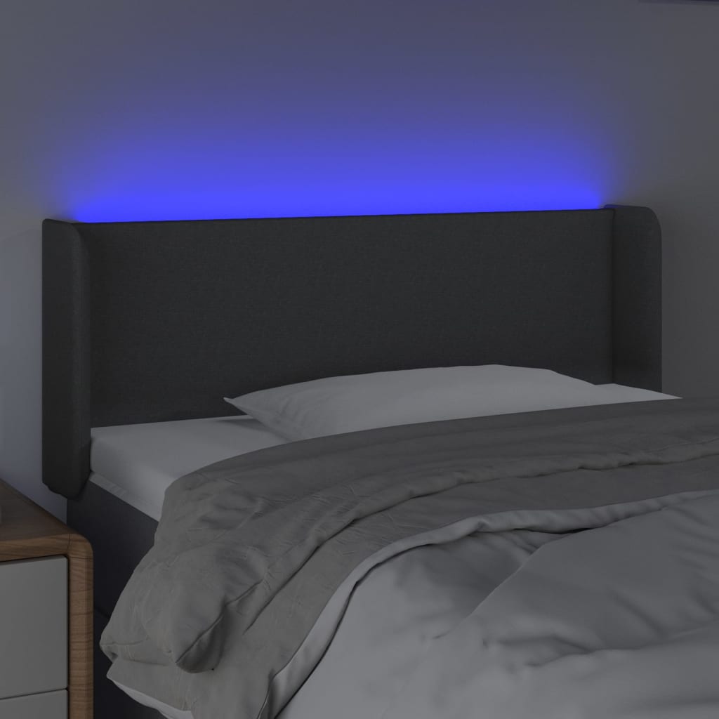 Tête de lit à LED Gris foncé 103x16x78/88 cm Tissu - XIOS