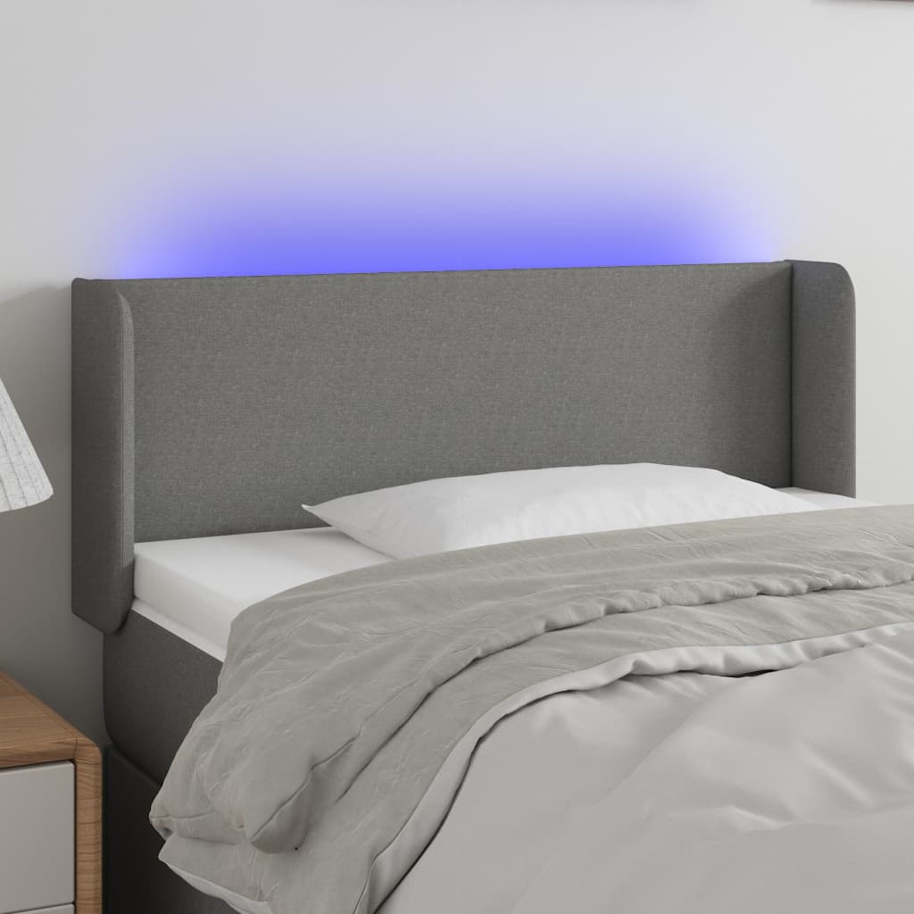 Tête de lit à LED Gris foncé 103x16x78/88 cm Tissu - XIOS