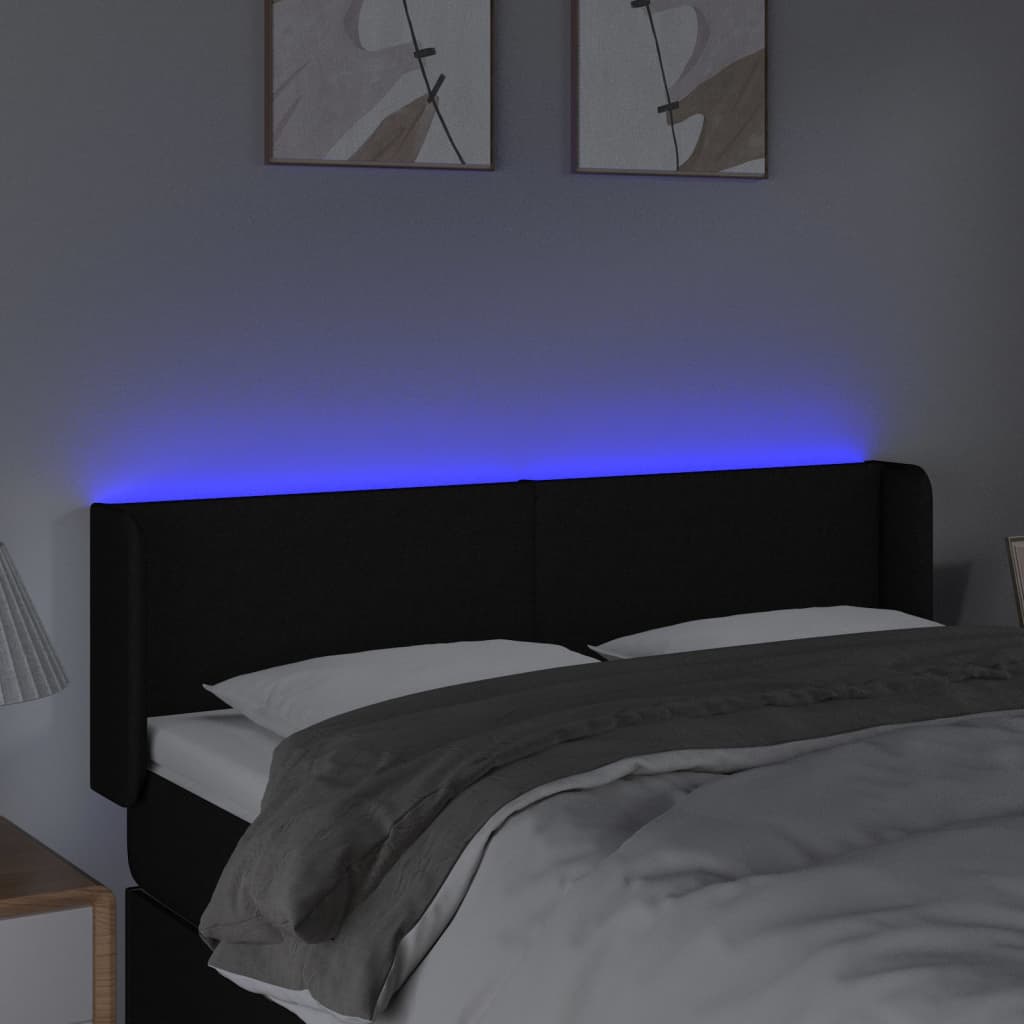 Tête de lit à LED Noir 147x16x78/88 cm Tissu - XIOS