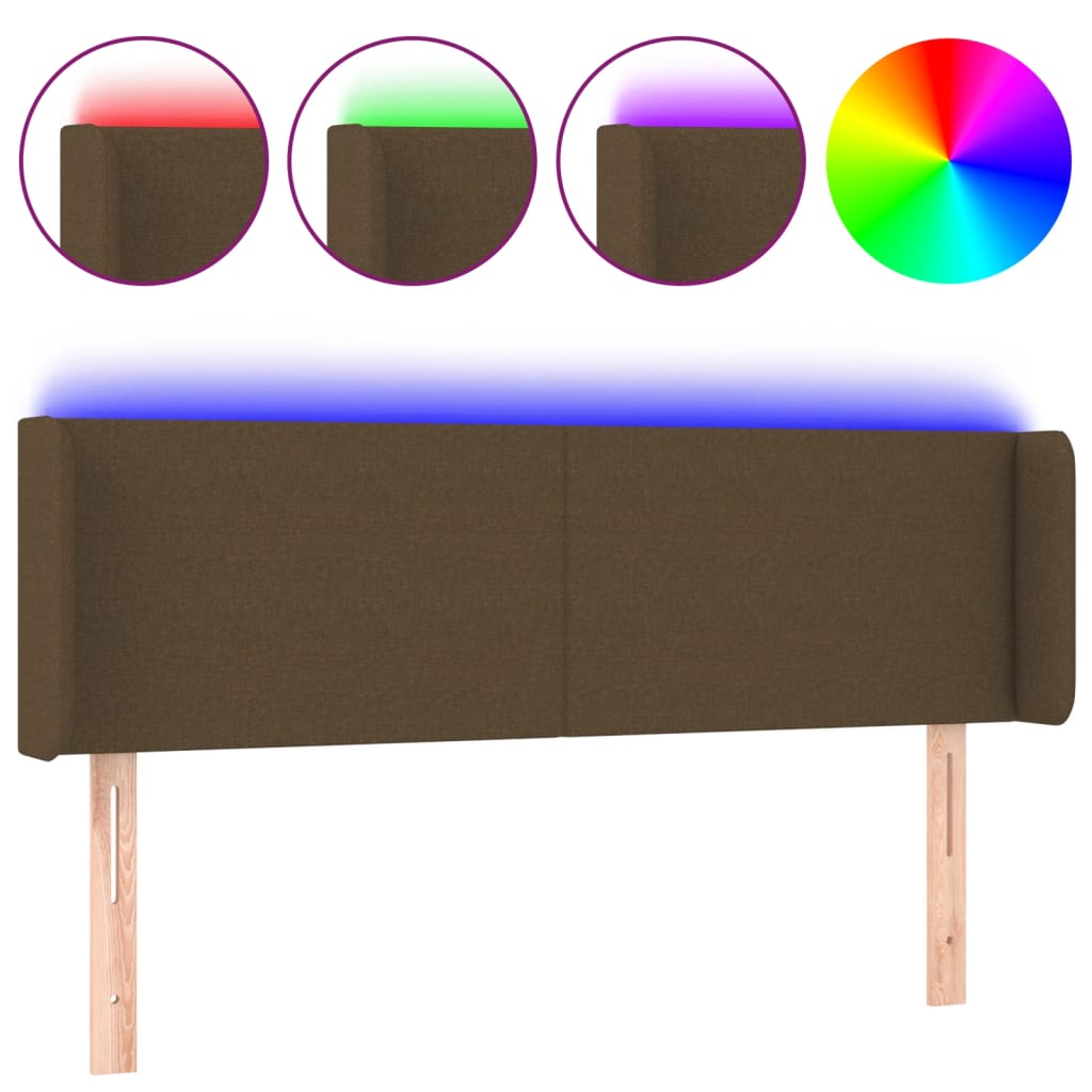 Tête de lit à LED Marron foncé 147x16x78/88 cm Tissu - XIOS