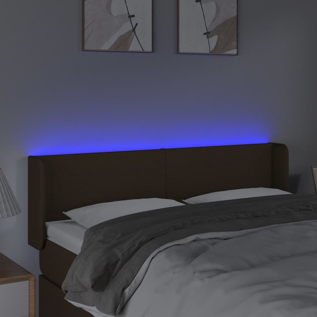 Tête de lit à LED Marron foncé 147x16x78/88 cm Tissu - XIOS