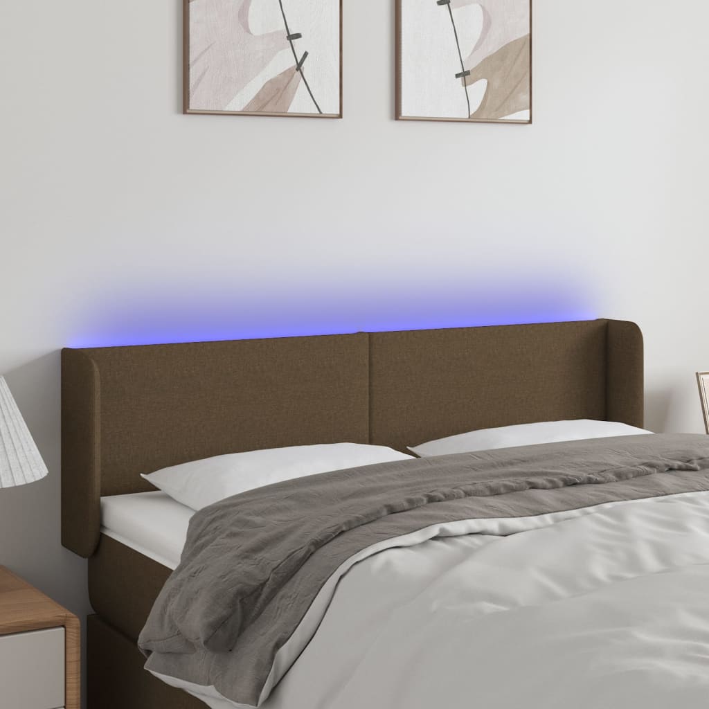Tête de lit à LED Marron foncé 147x16x78/88 cm Tissu - XIOS