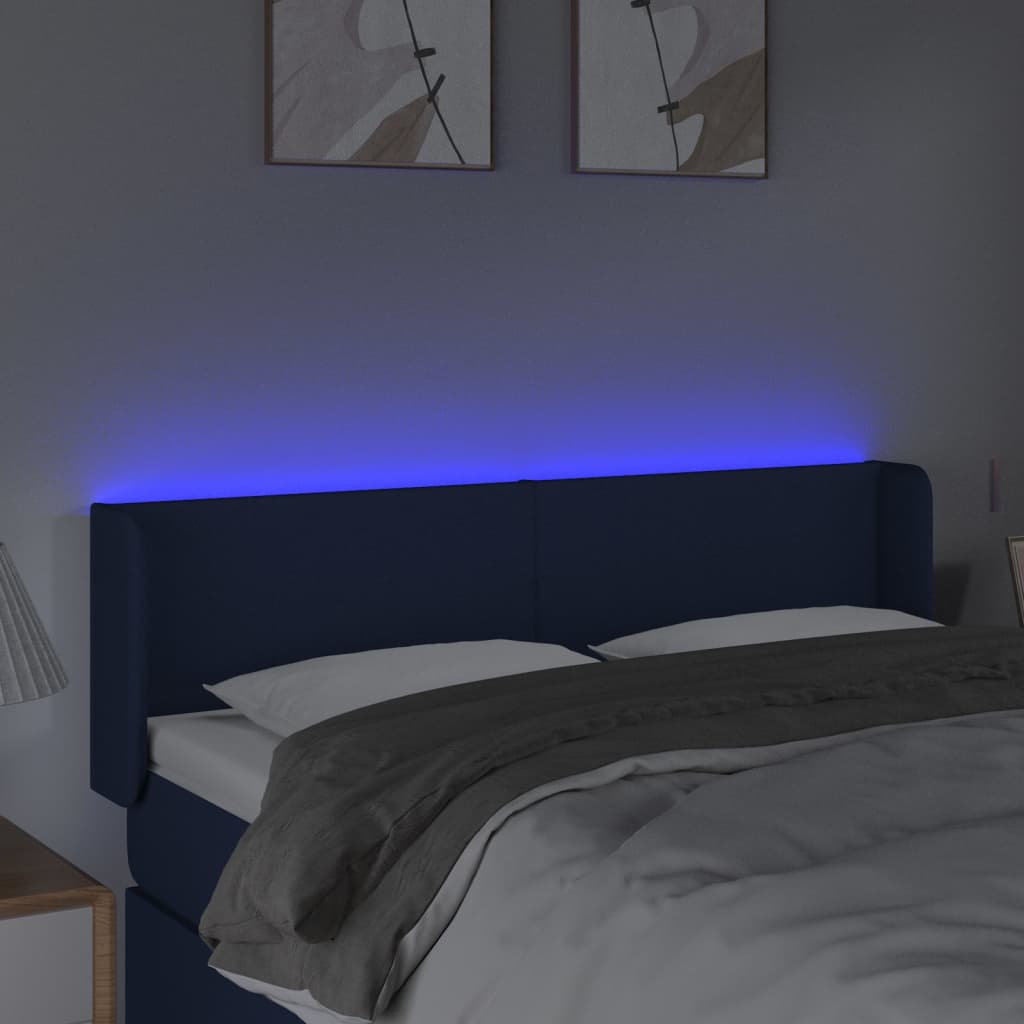 Tête de lit à LED Bleu 147x16x78/88 cm Tissu - XIOS