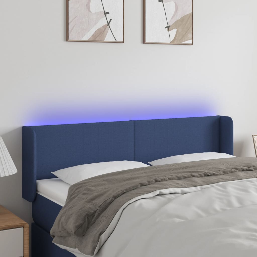 Tête de lit à LED Bleu 147x16x78/88 cm Tissu - XIOS