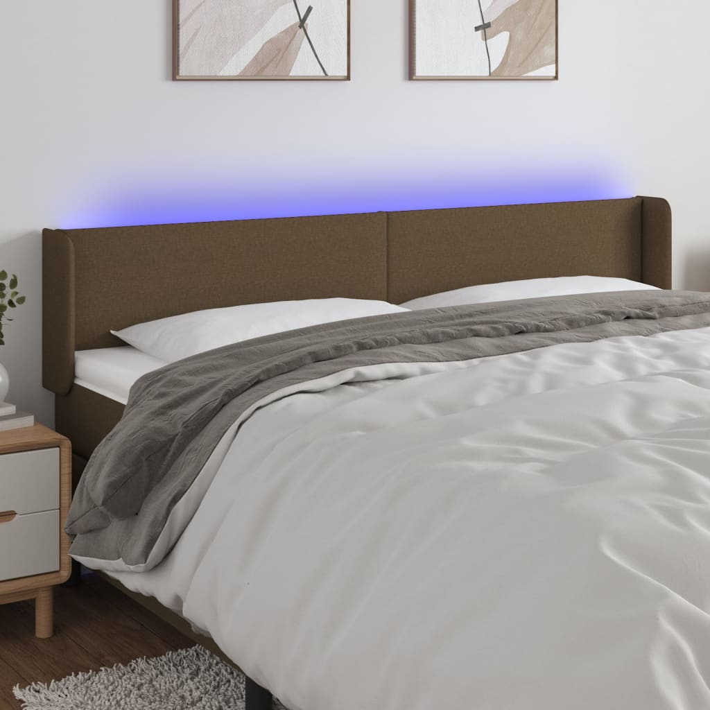 Tête de lit à LED Marron foncé 163x16x78/88 cm Tissu - XIOS