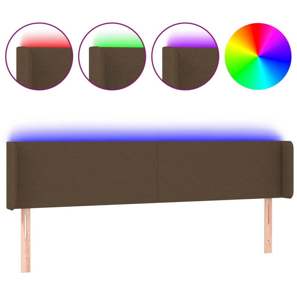 Tête de lit à LED Marron foncé 203x16x78/88 cm Tissu - XIOS