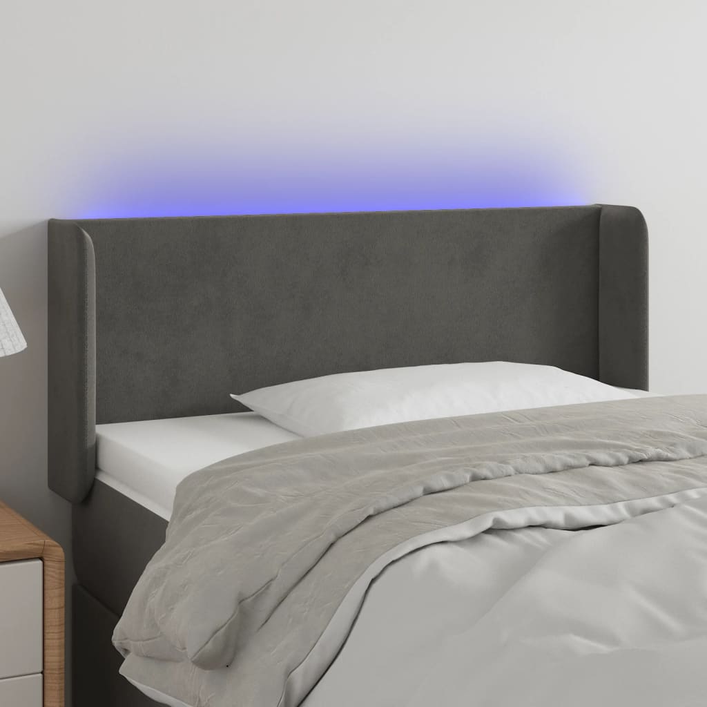 Tête de lit à LED Gris foncé 93x16x78/88 cm Velours - XIOS