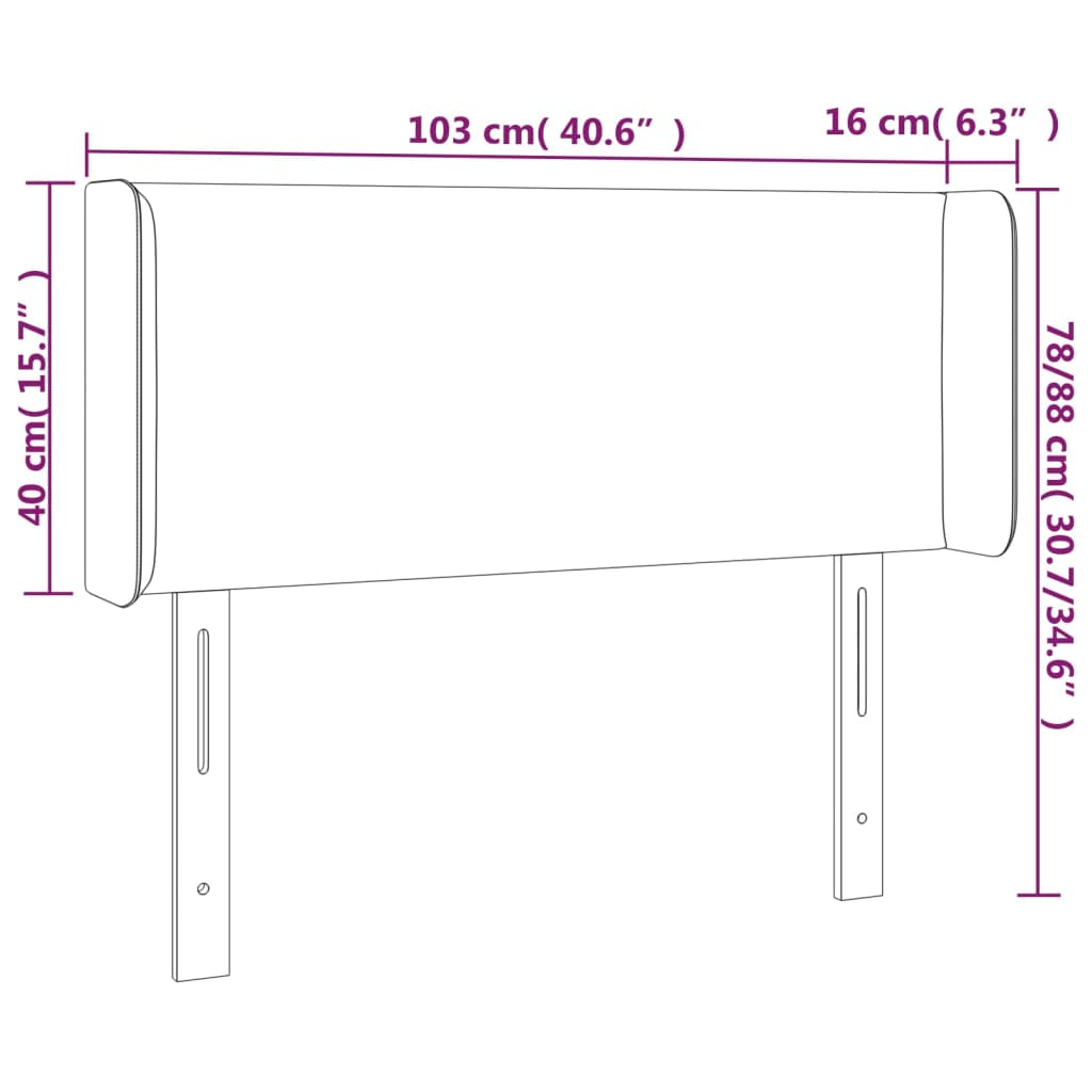 Tête de lit à LED Gris clair 103x16x78/88 cm Velours - XIOS