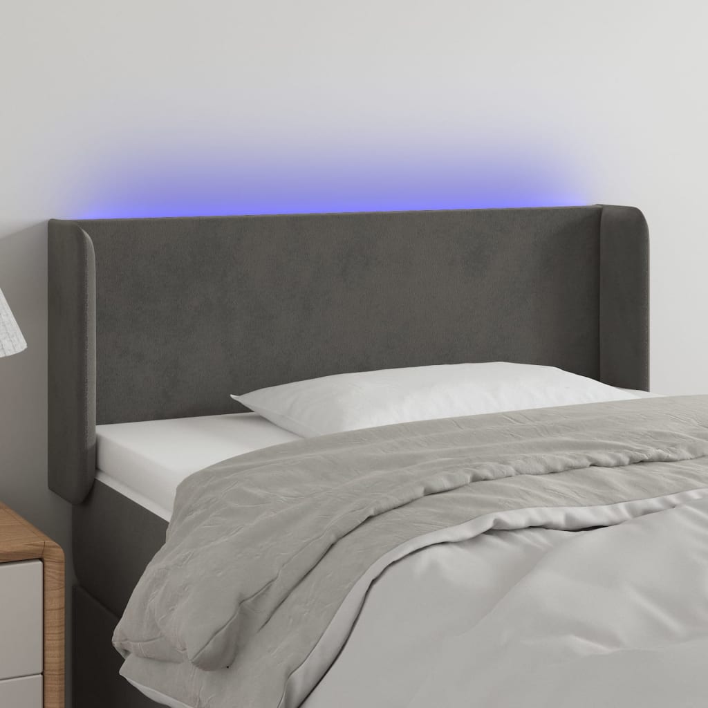 Tête de lit à LED Gris foncé 103x16x78/88 cm Velours - XIOS