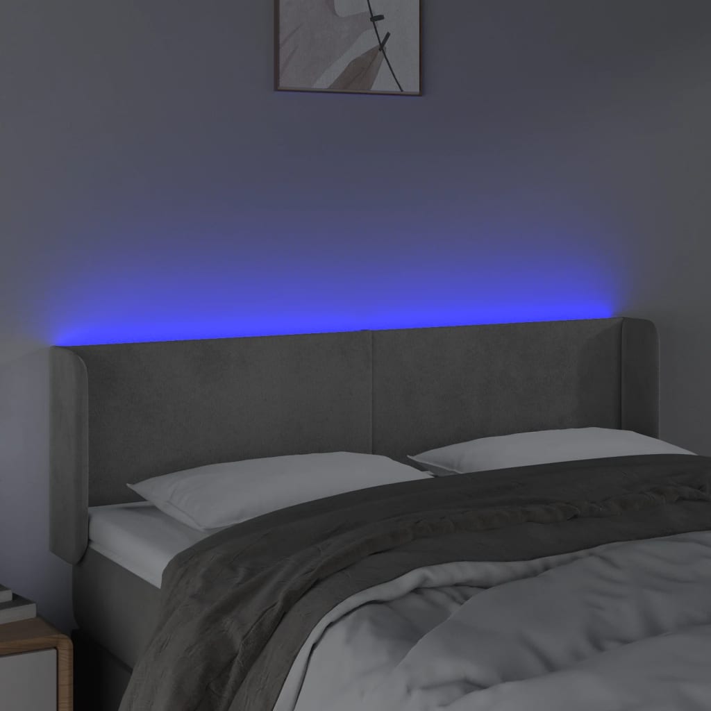 Tête de lit à LED Gris clair 147x16x78/88 cm Velours - XIOS