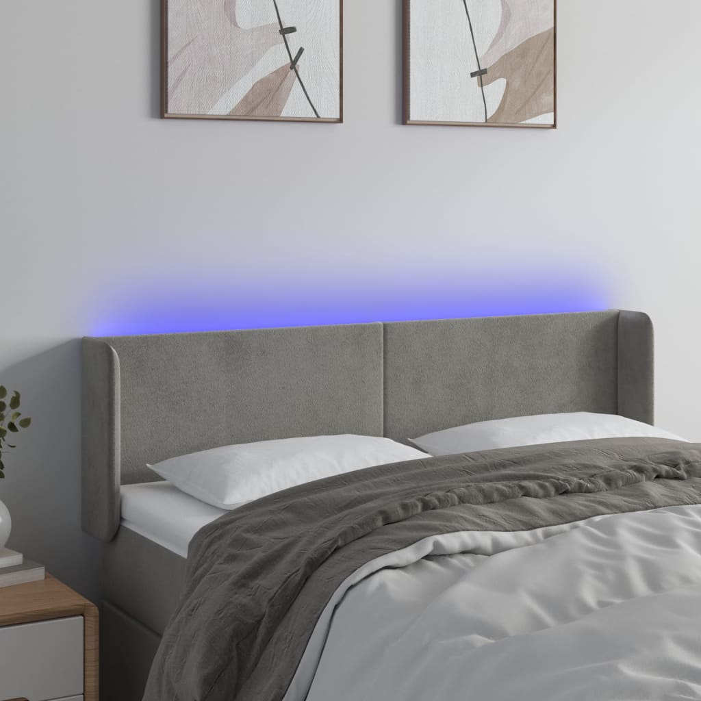 Tête de lit à LED Gris clair 147x16x78/88 cm Velours - XIOS