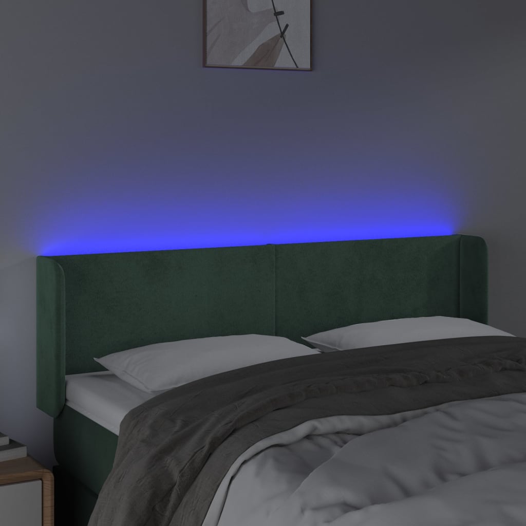 Tête de lit à LED Vert foncé 147x16x78/88 cm Velours - XIOS