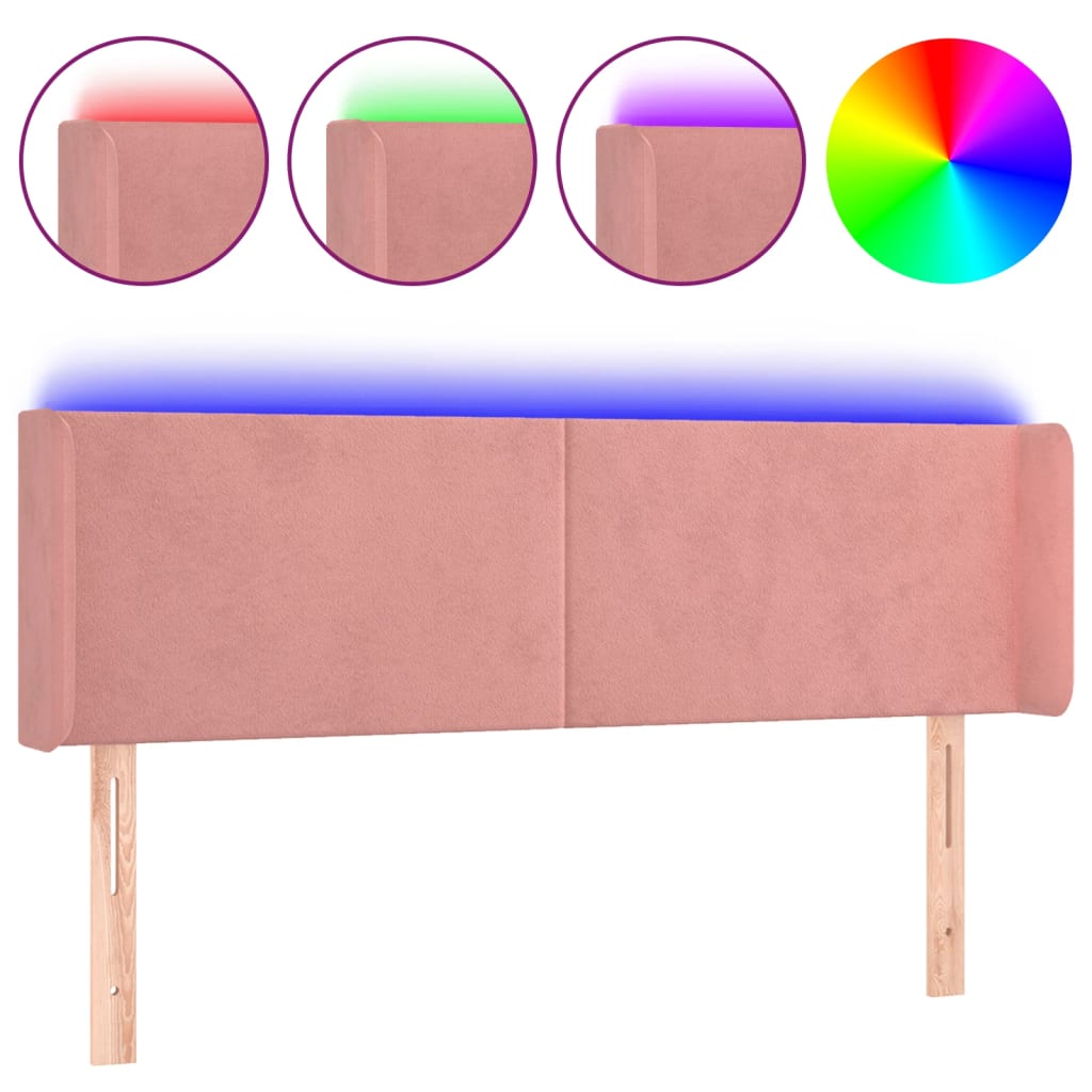 Tête de lit à LED Rose 147x16x78/88 cm Velours - XIOS