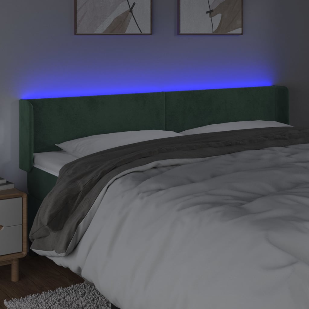 Tête de lit à LED Vert foncé 163x16x78/88 cm Velours - XIOS