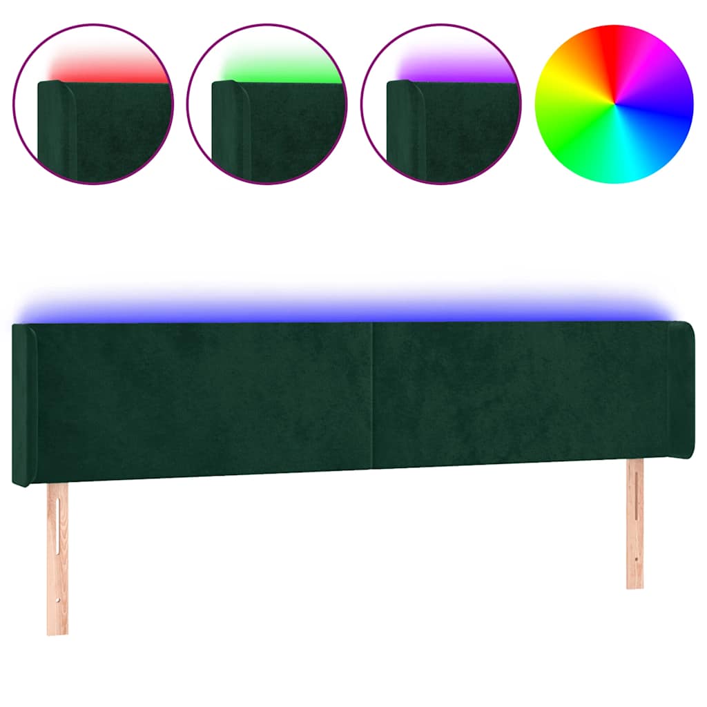 Tête de lit à LED Vert foncé 183x16x78/88 cm Velours - XIOS
