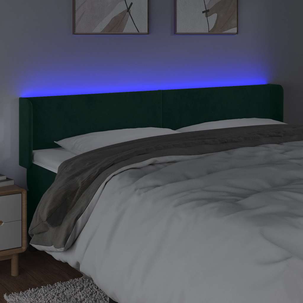 Tête de lit à LED Vert foncé 183x16x78/88 cm Velours - XIOS