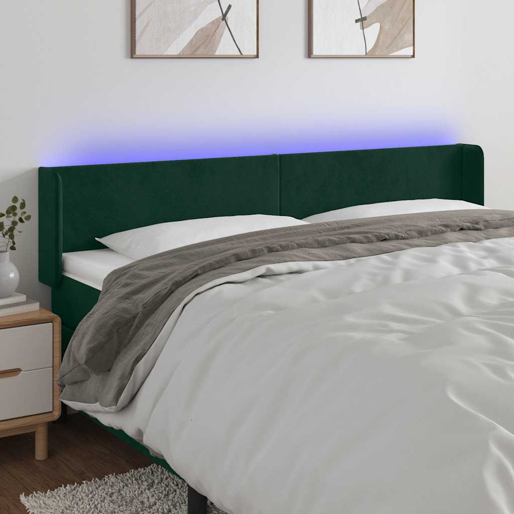 Tête de lit à LED Vert foncé 183x16x78/88 cm Velours - XIOS