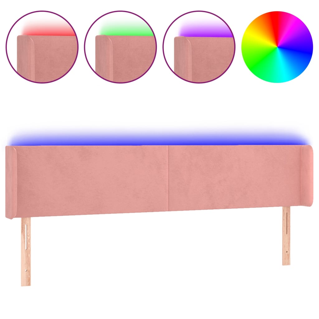 Tête de lit à LED Rose 203x16x78/88 cm Velours - XIOS
