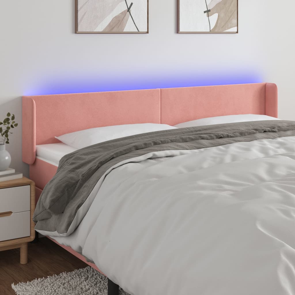 Tête de lit à LED Rose 203x16x78/88 cm Velours - XIOS