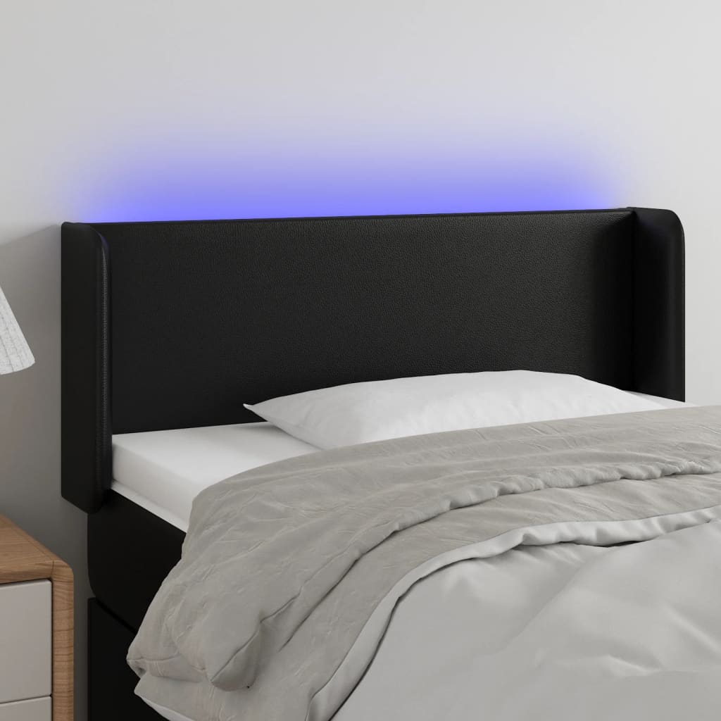 Tête de lit à LED Noir 93x16x78/88 cm Similicuir - XIOS