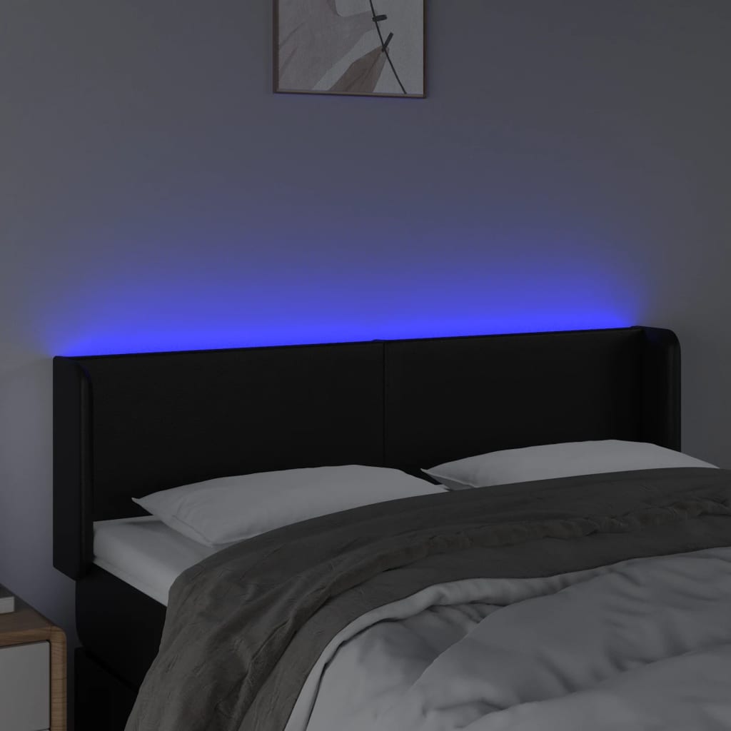 Tête de lit à LED Noir 147x16x78/88 cm Similicuir - XIOS