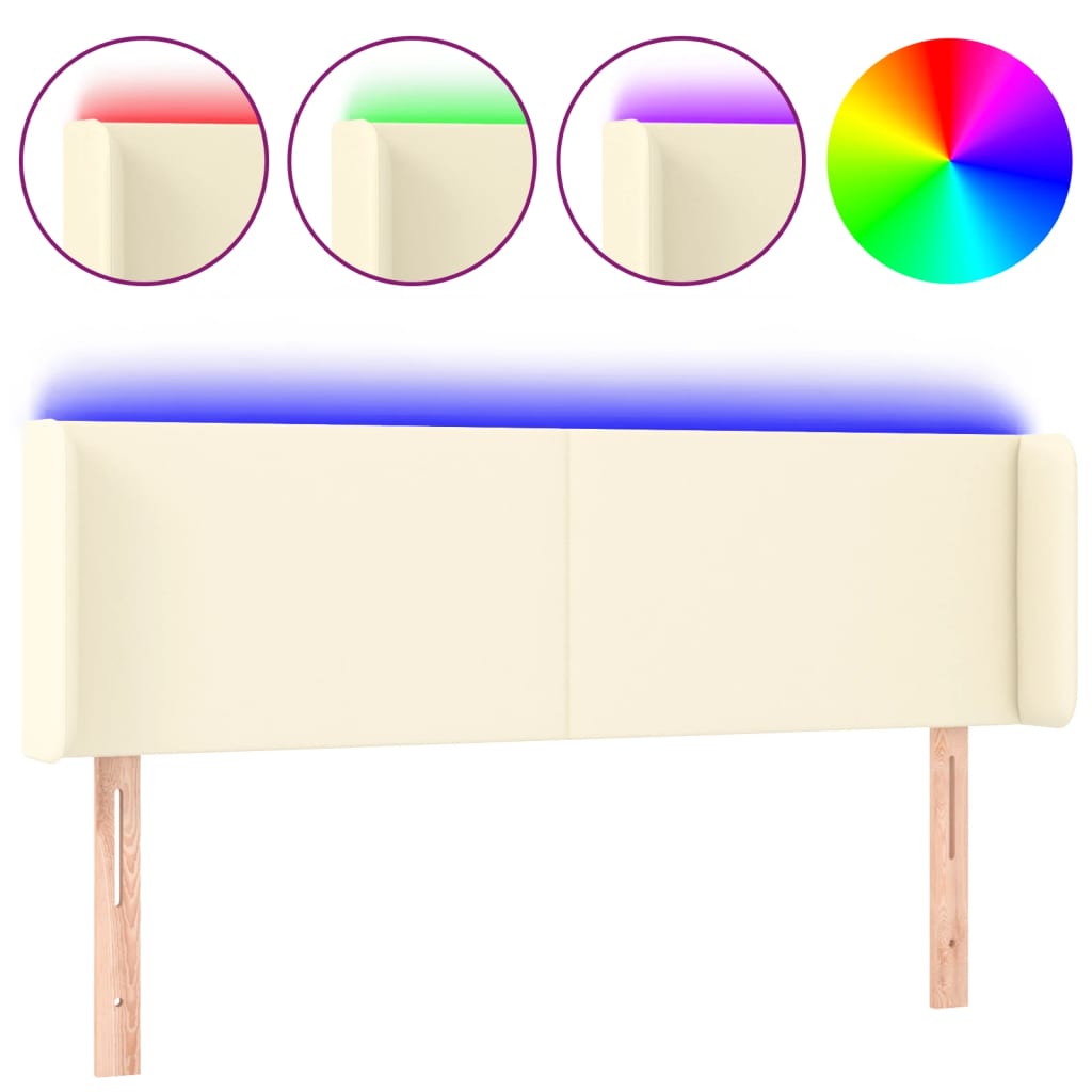 Tête de lit à LED Crème 147x16x78/88 cm Similicuir - XIOS