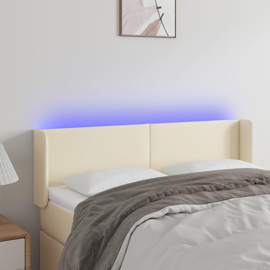 Tête de lit à LED Crème 147x16x78/88 cm Similicuir - XIOS