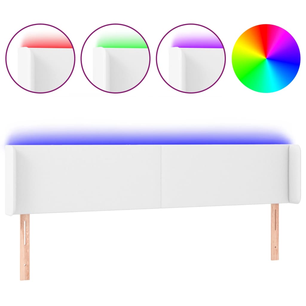 Tête de lit à LED Blanc 183x16x78/88 cm Similicuir - XIOS