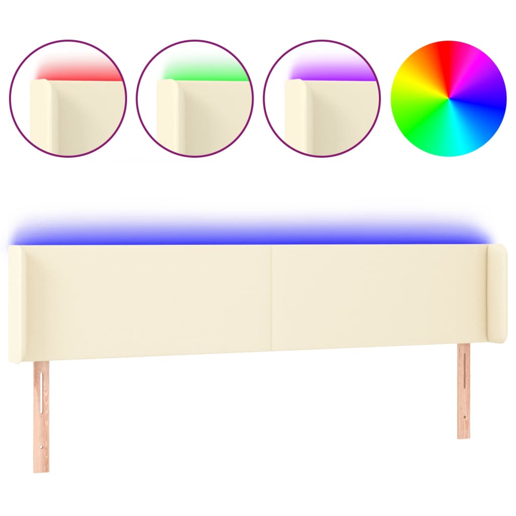 Tête de lit à LED Crème 183x16x78/88 cm Similicuir - XIOS