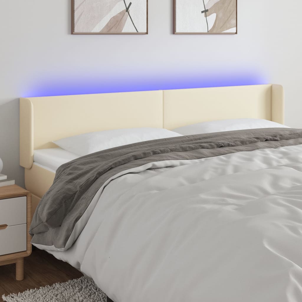 Tête de lit à LED Crème 183x16x78/88 cm Similicuir - XIOS