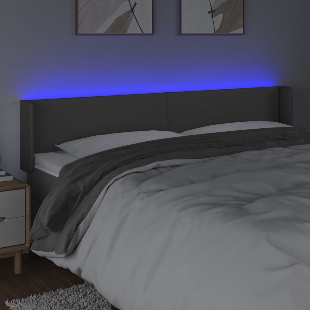 Tête de lit à LED Gris 203x16x78/88 cm Similicuir - XIOS