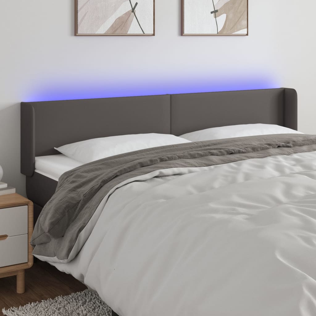 Tête de lit à LED Gris 203x16x78/88 cm Similicuir - XIOS