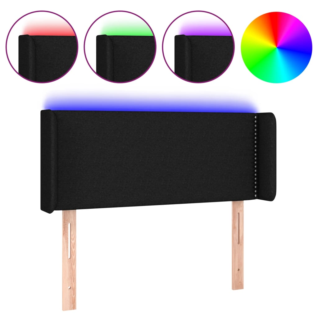Tête de lit à LED Noir 93x16x78/88 cm Tissu - XIOS