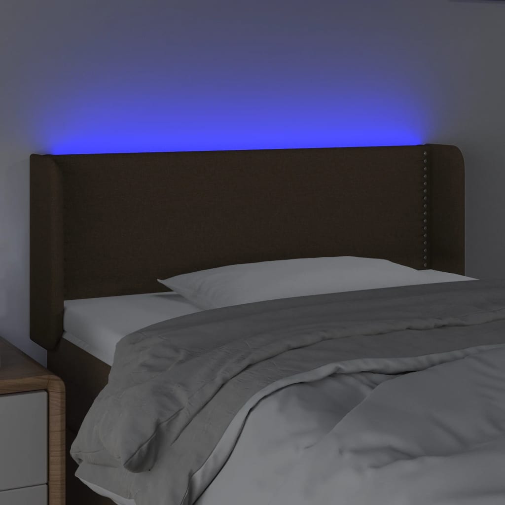 Tête de lit à LED Marron foncé 103x16x78/88 cm Tissu - XIOS