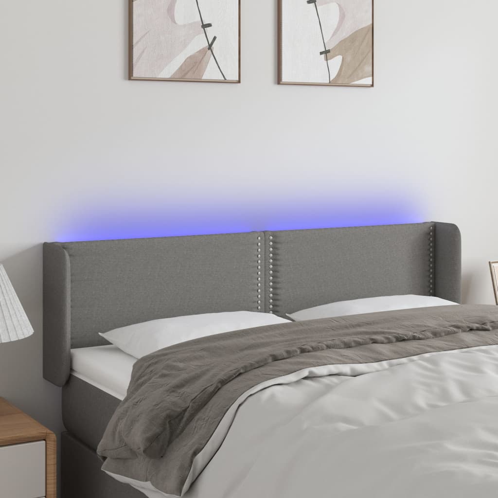 Tête de lit à LED Gris foncé 147x16x78/88 cm Tissu - XIOS