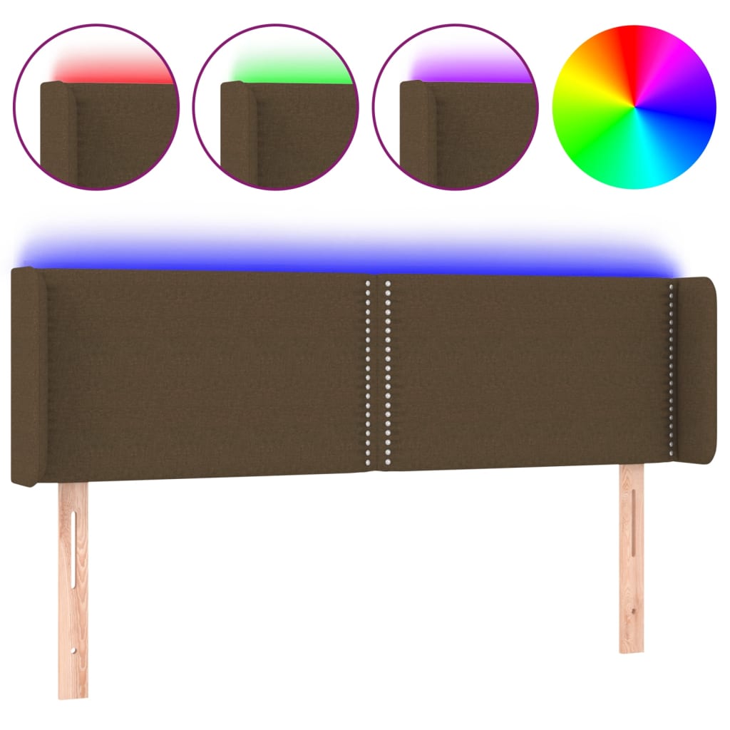 Tête de lit à LED Marron foncé 147x16x78/88 cm Tissu - XIOS