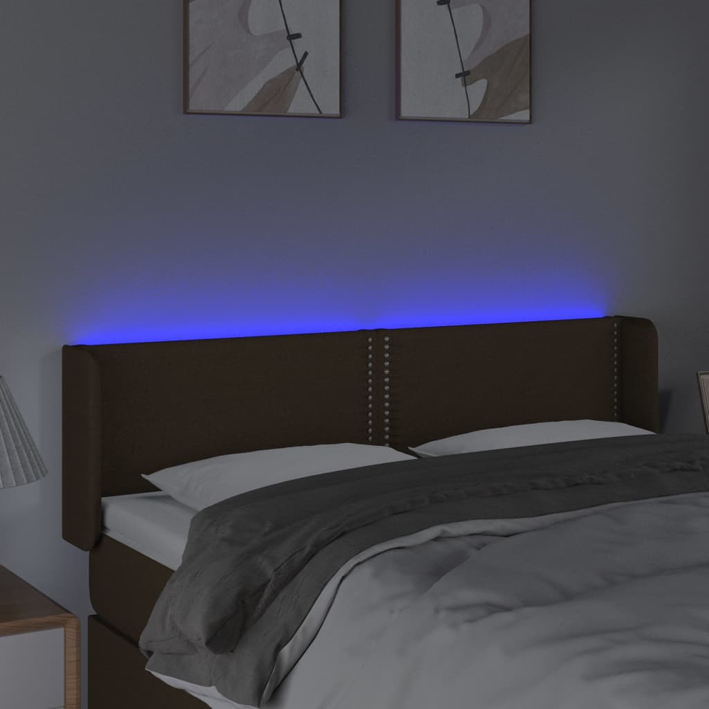 Tête de lit à LED Marron foncé 147x16x78/88 cm Tissu - XIOS