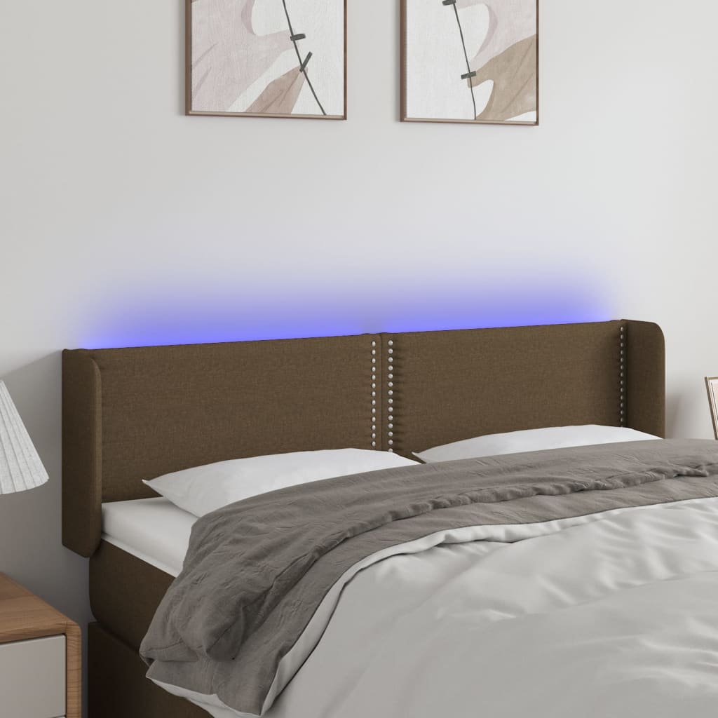 Tête de lit à LED Marron foncé 147x16x78/88 cm Tissu - XIOS