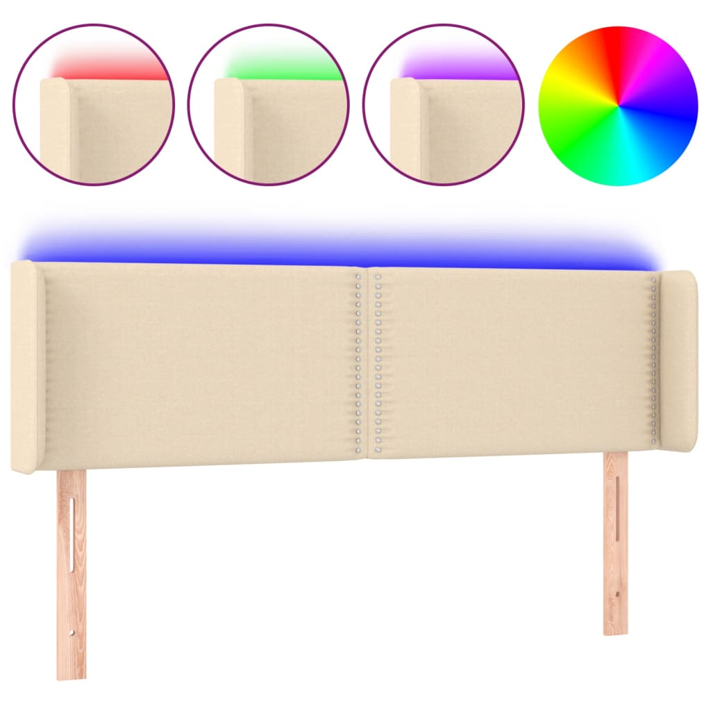 Tête de lit à LED Crème 147x16x78/88 cm Tissu - XIOS