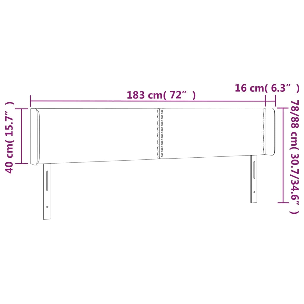 Tête de lit à LED Marron foncé 183x16x78/88 cm Tissu - XIOS